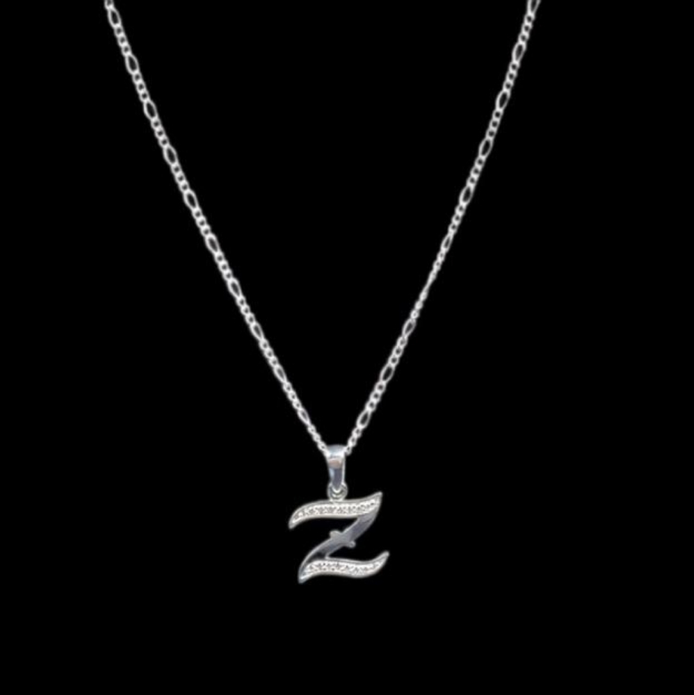 925 sterling silver‎ alphabet letter Z pendant necklace